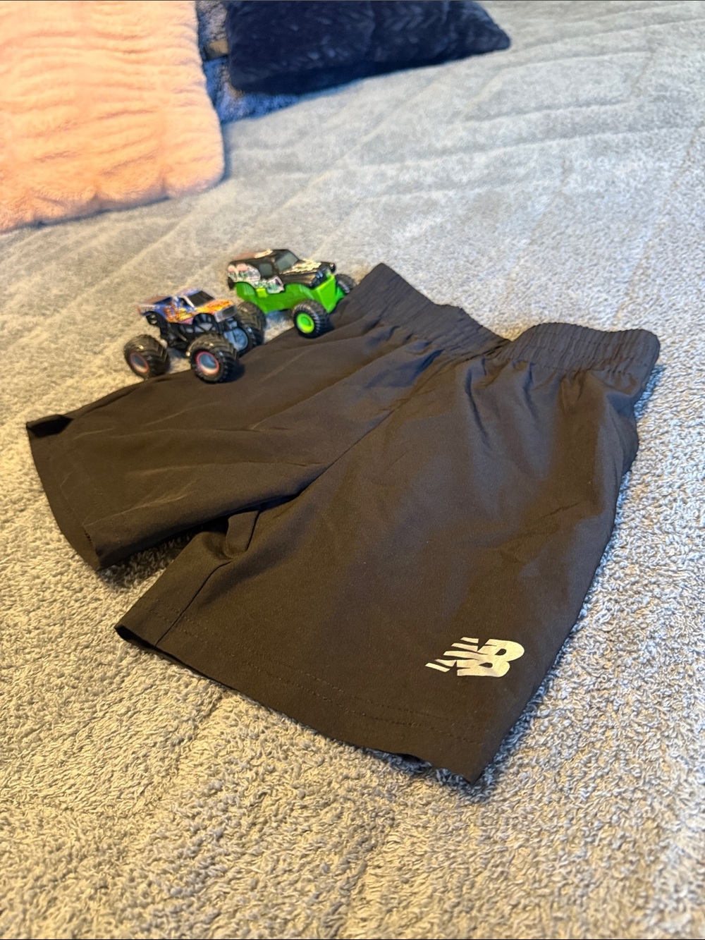 New Balance Kids Black Athletic Shorts with Logo